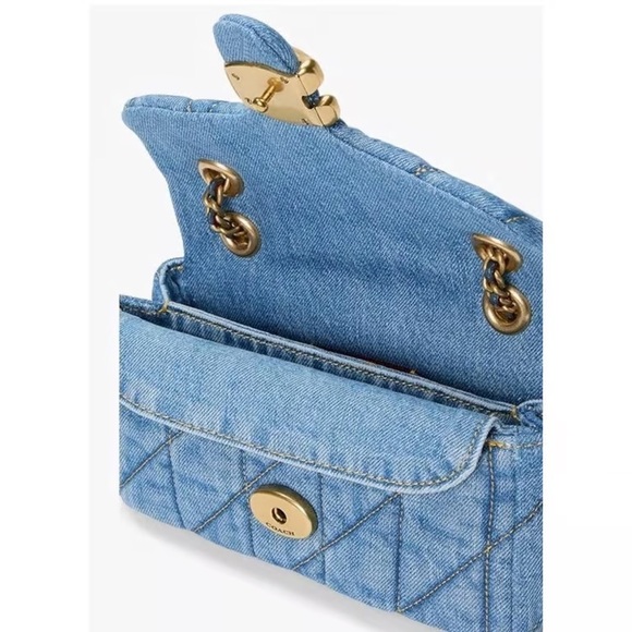 Coach Tabby CR701 Denim Brass/Indigo Shoulder Bag 20 With Quilting - Picture 3 of 5